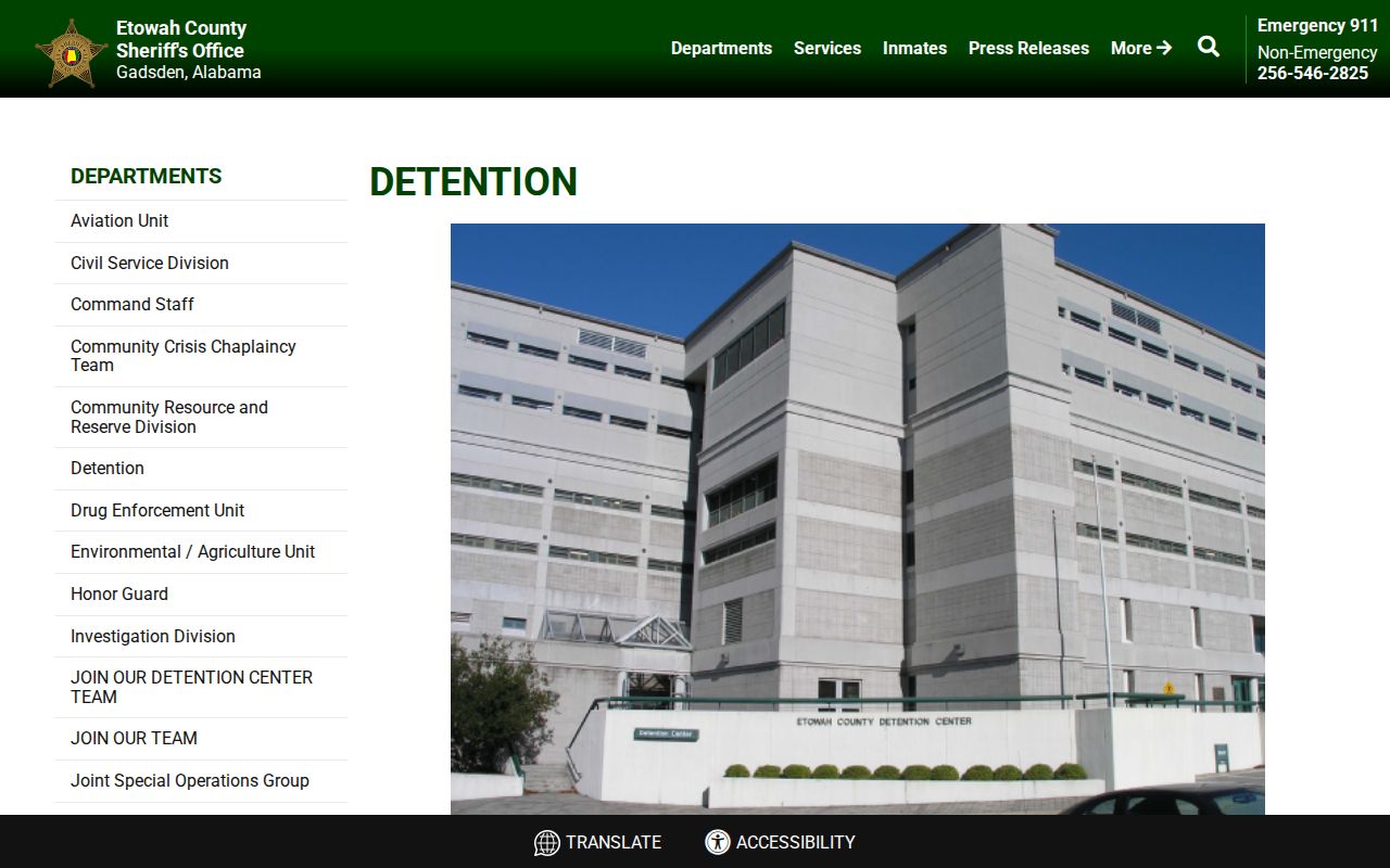 Etowah County arrest record detention and booking operations
