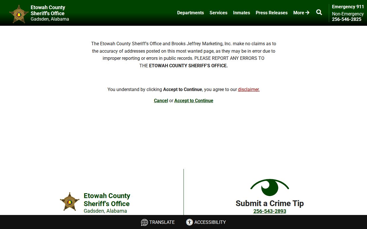 Etowah County arrest warrant and most wanted official channel