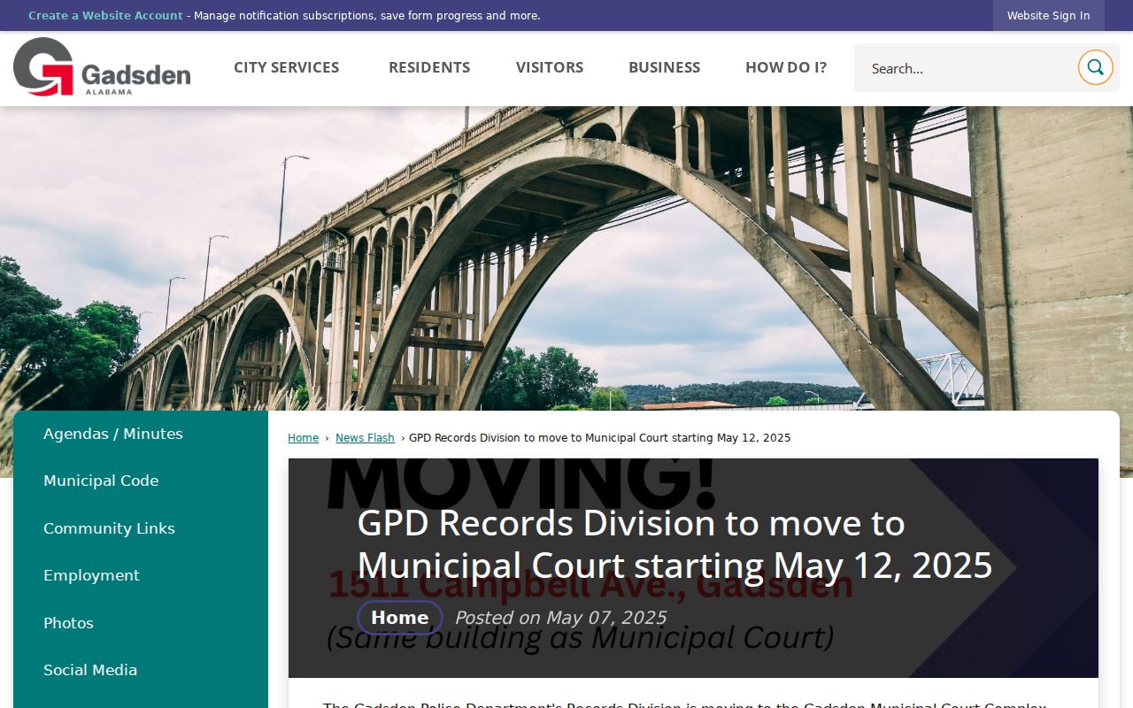 Gadsden criminal history records move to the Municipal Court Complex