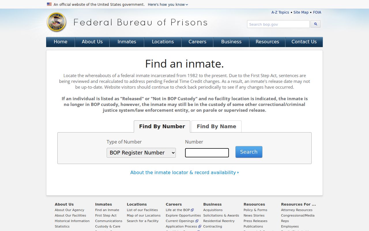 Etowah County criminal record research using the federal inmate locator