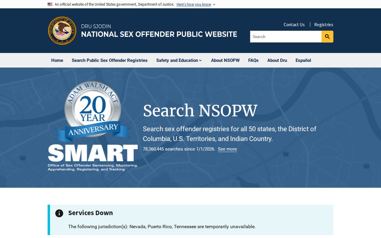 Etowah County sex offender check through the national NSOPW search