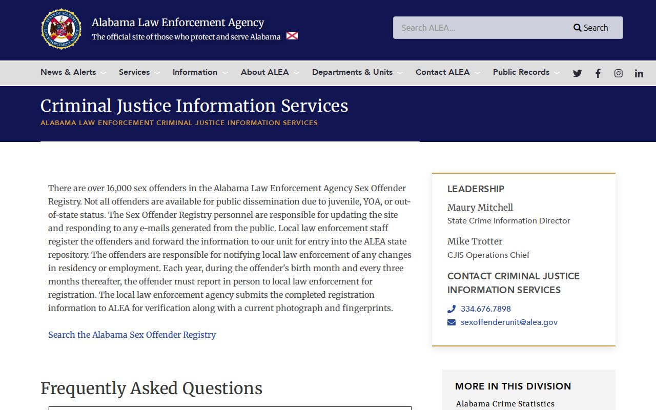 ALEA guidance for Etowah County sex offender registry reporting